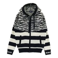 サイズ：1 PEARLY GATES パーリーゲイツ  フード付 長袖 ジップジャケット ボーダー ゼブラ柄 ブラック系 [240101601075] ゴルフウェア レディース ストスト