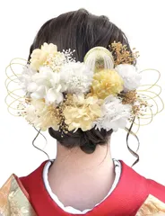 【在庫処分】立体感 華やか 上品 和風 洋服 おしゃれ 振袖 袴 浴衣 着物 成人式 卒業式 入学式 結婚式 結び水引 和玉 Y1120 お花 カスミソウ 紫陽花 クチナシ ピンポンマム ドライフラワー ヘアアクセサリー 髪飾り [JZOON]