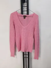 ポロ ラルフローレン ケーブル編み ニット Vネック ウール カシミア ブレンディング ピンク s