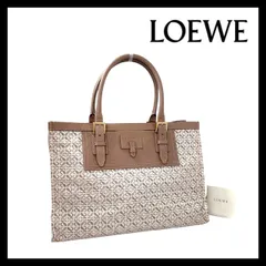 【LOEWE】アナグラム トートバッグ キャンバス レザー ベージュ ロエベ (M-464)