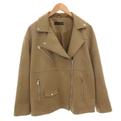 ザラ ZARA スエード風バイカージャケット ライダース フェイクスエード S 茶 ブラウン /FF