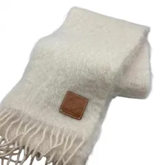 ロエベ LOEWE アナグラム マフラー モヘア ウール アイボリー ストール【鑑定済み】正規品