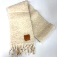 ロエベ LOEWE アナグラム マフラー モヘア ウール アイボリー ストール【鑑定済み】正規品