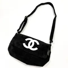 CHANEL ノベルティ ココマーク ショルダーバッグ パイル地 ブラック 鑑定済み 正規品 シャネル