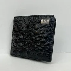 【加古川店】 中古 DIESEL | ディーゼル 二つ折り財布 クロコ型押しカウレザー二つ折り財布 X09657 ブラック 【124】