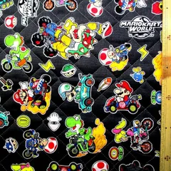 約106×40cm kq-6357 キルティング 生地 布  マリオカートワールド ( チャコールグレー系 )  マリオカート 生地