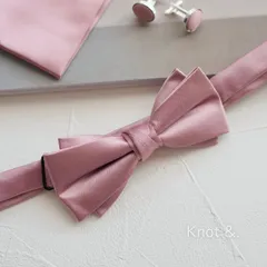 蝶ネクタイ ポケットチーフ カフス 3点セット |ピンク ローズピンク |アイボリー オフホワイト グレー チャコールグレー のスーツと相性◎ |グリーン ブラウン ネイビー カラー有り