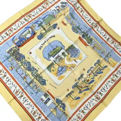 HERMES(エルメス) スカーフ美品  カレ90 ライトブルー×アイボリー×マルチ RETOUR ALA TERRE