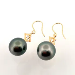 K18YG 黒蝶真珠 ピアス パール約9.4mm 新品ジュエリー