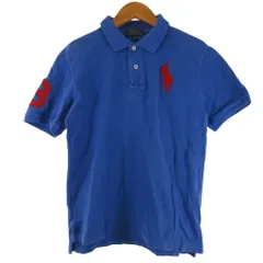 ポロ ラルフローレン POLO RALPH LAUREN ポロシャツ 半袖 トップス ビッグポニー ロゴ刺繍 キッズ 男の子 青 ブルー M 10-12 ■ECT