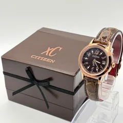 稼働品　CITIZEN シチズン　XC クロスシー　限定品　 電波ソーラー エコドライブ レディース クロコダイル　クロコベルト ピンクゴールド 箱・説明書付