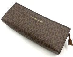 【鑑定済み】正規品  MICHAEL KORS マイケルコース MK ロゴ ペンケース ポーチ ブラウン
