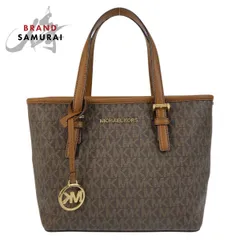 美品 Michael Kors マイケルコース MKシグネチャー ブラウン ゴールド金具 PVC 35T9GTVTOB トートバッグ ハンドバッグ レディース 505409【中古】