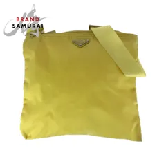 美品 PRADA プラダ テスート 三角ロゴプレート イエロー シルバー金具 ナイロン ショルダーバッグ サコッシュ レディース 505473【中古】