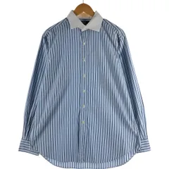 古着 ラルフローレン Ralph Lauren POLO by Ralph Lauren ワイドカラー ストライプ柄 クレリックシャツ メンズL相当/eaa537182