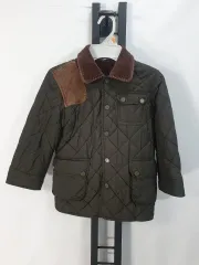 ポロラルフローレン キッズ キルティング ジャケット スウェード パッチ オリーブ カーキ 5y