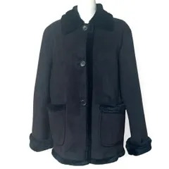 COMME CA ISM F ブラック フェイクムートン ジャケット レディース