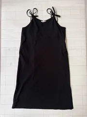 ト2512-③-5492 ショコラフィネローブ　ノースリーブワンピース　黒　F