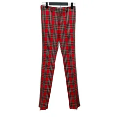 MN4  CUSTOMTAILOR  カスタムテイラー　パンツ　 メンズ　XSサイズ　レッド　ポリ・レーヨン　タータンチェック　ノープリーツ 2000000923437
