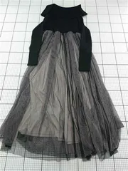 ◇ Θ グレイル GRL dr744 チュール切替ニットワンピース ブラック系 L レディース E  【1512220067101】