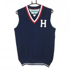 【超美品】トミーヒルフィガーゴルフ ニットベスト ネイビー ケーブル編み メンズ L ゴルフウェア Tommy Hilfiger Golf