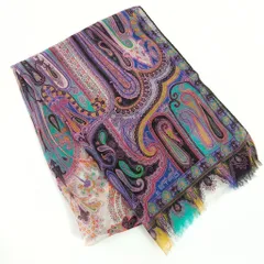 Q エトロ ETRO シルク 100% ストール スカーフ ペイズリー柄 美品 絹 マルチカラー 51217Z34-17
