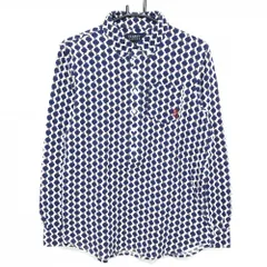 パーリーゲイツ×MR.MENLITTLEMISS 長袖ポロシャツ 白×ネイビー 総柄 ボタンダウン  メンズ 4(M) ゴルフウェア PEARLY GATES