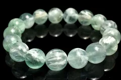 【１点物】幻想的◇白い羽根 フェザーインフローライト　12mm　ブレスレット パワーストーン 天然石 _MC3615