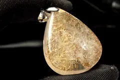 【１点物】シルバー925◇希少 デンドリティックローズクォーツ　34x29mm　ドロップ ペンダントトップ パワーストーン 天然石 _PC8860