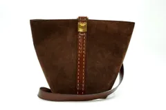 セリーヌ ヴィンテージ レア ショルダーバッグ 逆台形 内側赤 クラシック ステッチ スエードレザー 茶 ブラウン CELINE 5066h