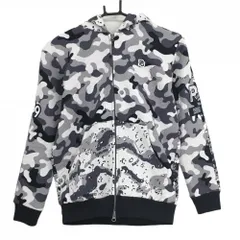 【美品】パーリーゲイツ ジャケット グレー系×ネイビー 総柄 カモフラ調 迷彩 キルティング レディース 0(S) ゴルフウェア PEARLY GATES