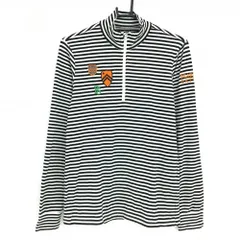 【美品】パーリーゲイツ 長袖ハイネックシャツ 白×黒 ボーダー ハーフジップ 表微起毛  メンズ 4(M) ゴルフウェア PEARLY GATES