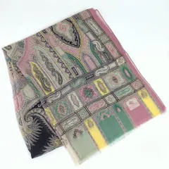 R エトロ ETRO スカーフ シルク 100% ペイズリー ピンク マルチカラー 美品 51217Z34-18
