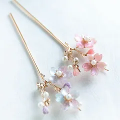 色が選べる　桜の枝　かんざし　 ヘアアクセサリー　髪飾り　簪　桜
