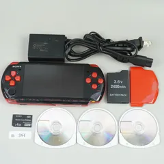 【ｍ384】SONY PSP 3000 本体 レッド ブラック 動作確認済み ソフト バッテリー SD 充電器付き