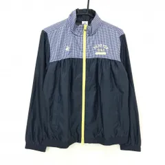 【超美品】パラディーゾ ブルゾン ネイビー×白 身頃上部ギンガムチェック ダブルジップ レディース LL ゴルフウェア Paradiso