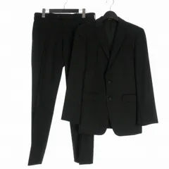 コムサメン COMME CA MEN ウール ストライプ セットアップ スーツ 上下 46 ブラック 黒  07-02SM13