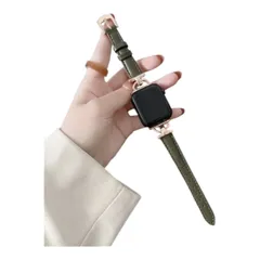 Apple Watch バンド 合皮 42/44/45mm オリーブグリーン＋ゴールド2　CHA5924104244445