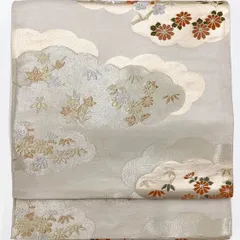 ［6653］袋帯 雲取草花文様 金 銀糸 六通 正絹 着物 フォーマル