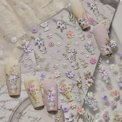 匿名配送⭐︎ネイルシール　立体　3D フラワー　ヨーロッパ　ガーデン　花瓶　5041