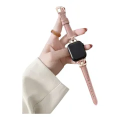 Apple Watch バンド 合皮 42/44/45mm ダークピンク+ゴールド2　CHA5923804244445