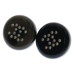 CHANEL (シャネル) ココマーク ラウンド ピアス 黒 ラインストーン 04V