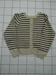 ◇ Θ アナイ ANAYI ボーダー パールボタンカーディガン ベージュ系 レディース E  【1512220065213】