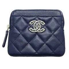 シャネル CHANEL キャビアスキン グレインドカーフ ココマーク コインケース カードケース ネイビー  32番台 AP2741 財布　