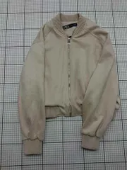 ◇ Θ ザラ ZARA ベージュ系 スエード調 ボンバージャケット Lサイズ メンズ E  【1512220065411】