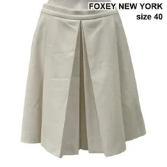 ◇ フォクシーニューヨーク FOXEY NEW YORK フロントタック キュロットパンツ 立体シルエット オフホワイト 白 40 M 9号 レディース S6A301のサムネイル