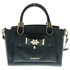 Samantha Vega (サマンサベガ) ビジュー装飾 リボン PVC 2WAY ハンド ショルダーバッグ ゴールド金具 ブラック レディース 〇