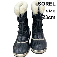 ソレル SOREL 靴 ブーツ カリブー ウォータープルーフ ボア 防水 黒 ブラック 23cm M レディース H6A099