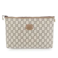 美品 グッチ GGプラス レザー セカンドバッグ クラッチ ポーチ 通勤 ビジネス ブラウン 茶色 メンズ EEM DH27-8【中古】