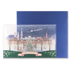 新品 立体 クリスマス カード 東京クリスマス ｜ リーフ ワーク カンパニー ポップアップカード 封筒付き ｜ メッセージカード 3D おしゃれ お祝い グリーティング 大人 向け ハンドメイド ｜ 手作り セット プレゼント おしゃれ 金箔加工 ポップアッ